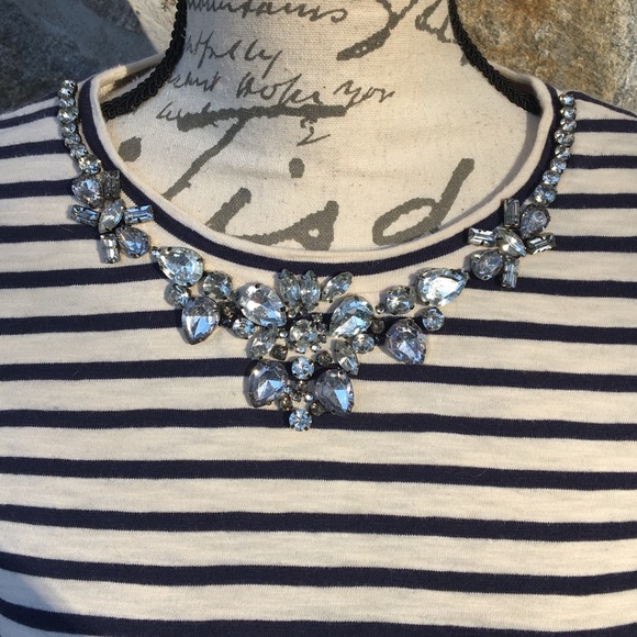 J. Crew Striped Necklace Tee 3/4 Length Sleeves Size XS - Picture 4 of 15